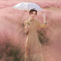 Cheongsam 2021ผู้หญิงแขนยาว Retro Aodai High-End ขั้นสูงโบราณวิธีปรับปรุงชา Clothes