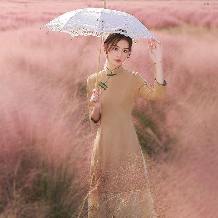 cheongsam-2021ผู้หญิงแขนยาว-retro-aodai-high-end-ขั้นสูงโบราณวิธีปรับปรุงชา-clothes