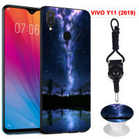 มาใหม่ล่าสุดสำหรับ VIVO Y11 (2019)/1906/V1930A เคสสำหรับ VIVO โทรศัพท์เคสซิลิโคนนิ่มมีลวดลายขาตั้งโทรศัพท์และเชือกเหมือนกัน