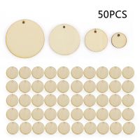 【YF】ﺴ  50pcs/lot Round Wood Piece Hanging Pendant Ornament Scrapbooking Decoration