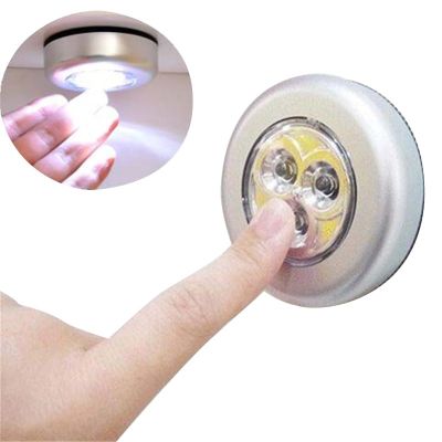 Creative round Touch Lamp 3led Hand-Pressing Light Car Night Light Small Night Lamp Bedside Lamp Paste Wardrobe Reading Light