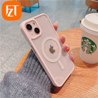 FZT เคสที่ชาร์จแบบไร้สาย iPhone 15ProMax Magsafe น่ารักสำหรับ iPhone 15 Pro Max 14 Plus 13 11 12 Pro เคสใส