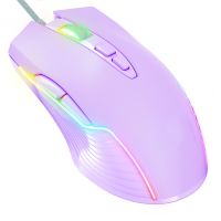 ZZOOI Gaming Mouse USB Wired 6400DPI LED Backlight Optical Ergonomic Purple Gaming Mice for Computer PC Laptop Gamer