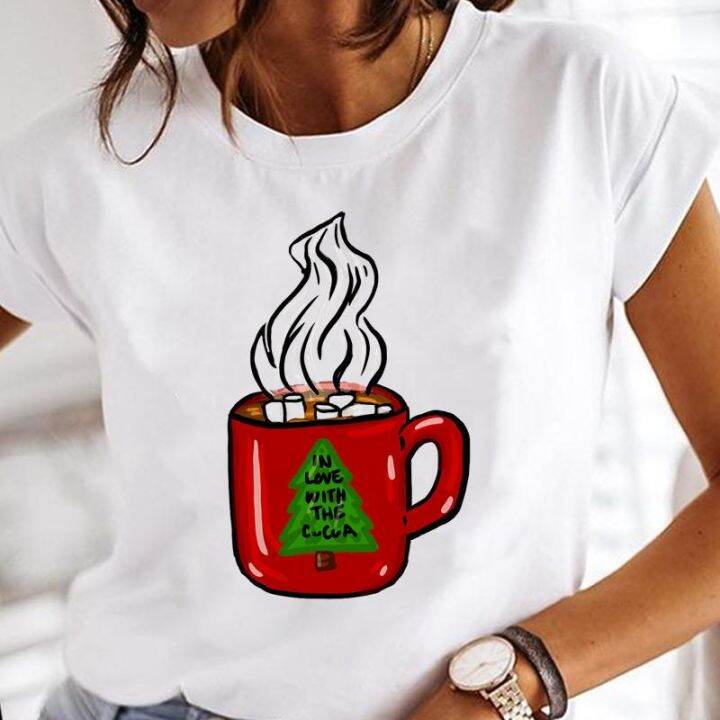 its-the-most-wonderful-t-shirt-women-snowflake-deer-women-tshirt-fashion-merry-christmas-cartoon-graphic-tees-womenเสื้