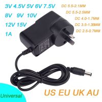 1ชิ้น100V-240V ตัวแปลงไฟฟ้ากระแสตรง3V/4.5V/5V/6V/7.5V/9V/12V 1A หัวแปลงพลังงานอเนกประสงค์เครื่องชาร์จอุปกรณ์