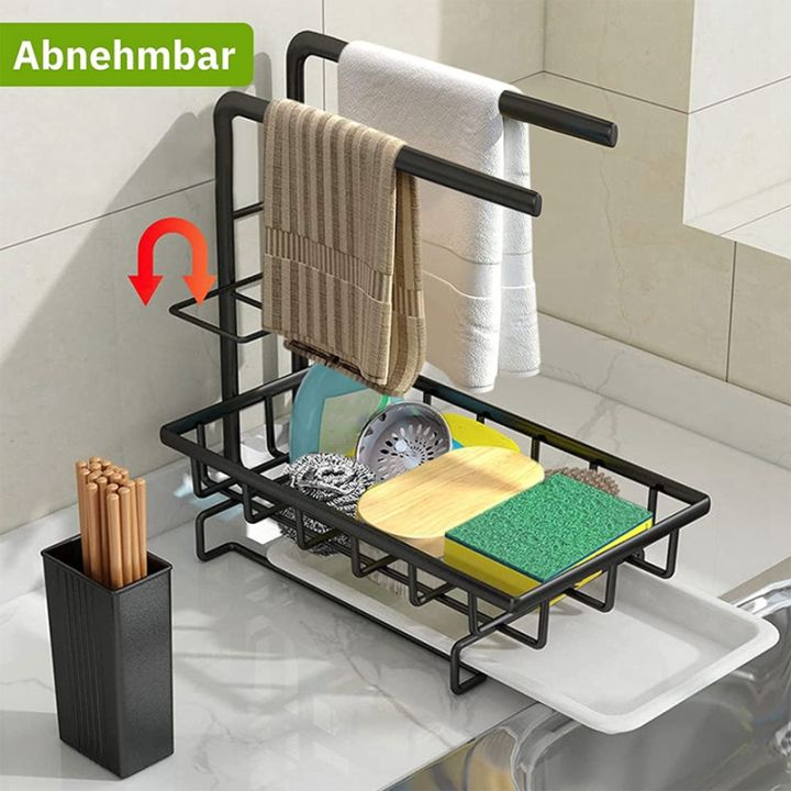 sink-organiser-sink-organiser-with-drip-tray-kitchen-organiser-for-storage-kitchen-easy-to-clean-sponge-holder