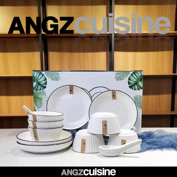 Ceramic Japanese Style Dinner Plate Set 12pc Yamada Lazada Indonesia