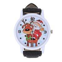 Christmas Elderly Pattern Leather Band Analog Quartz Watches Christmas Gift Ladies Watch