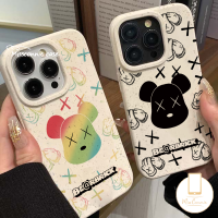 เคสโทรศัพท์ยี่ห้อ MissConnie อินเทรนด์เข้ากันได้กับ iPhone 11 13 14 15 12 Pro Max 15 7 6 8 6S Plus XR 7Plus X XS MAX SE 2020 Graffiti คู่รักหมีรุนแรงย่อยสลายได้เป็นมิตรกับสิ่งแวดล้อม