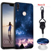 มาใหม่ล่าสุดเคสซิลิโคนนิ่มสำหรับ Huawei Nova 3i/ P Smart Plus (2019) เคสสำหรับหัวเหว่ยโทรศัพท์ที่มีลวดลายเหมือนกับขาตั้งโทรศัพท์และเชือก