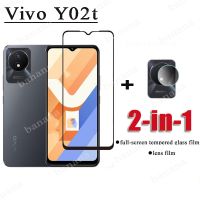 2 In 1 Vivo Y02t ฟิล์มกันรอยแบบเต็มกระจกเทมเปอร์สำหรับ Vivo Y02A Y02 Y02s Y01 Y36 Y35 Y22s Y73 Y16 Y15A Y15s Y12A Y12s Y20s กรัม Y20i 2021 Y21T Y76 5กรัมปกป้องหน้าจอแก้วเลนส์กล้องถ่ายรูป