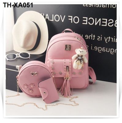 Han edition double backpack vogue of new fund of 2019 autumn winter joker little backpack. Lady small pure and fresh and set auger three-piece suit