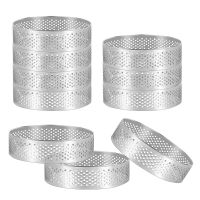 15Piece Tart Ring Heat-Resistant Perforated Cake Mousse Ring Round Ring Baking Doughnut Tools Stainless Steel