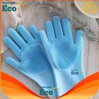 Eco Home Magic Gloves ถุงมืออเนกประสงค์ ผสมผสานถุงมือ+แปรงขัด ทำความสะอาดได้หลากหลาย ล้างจาน ภาชนะ ล้างรถ ขัดพื้น อาบน้ำสัตว์เลี้ยง 1 คู่ (ส่งคละสี)