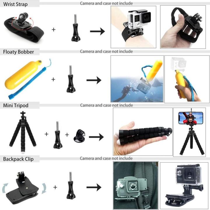 อะไหล่กล้องกีฬาชุดกล้องวิดีโอแอคชั่นมัลติฟังก์ชัน-อุปกรณ์เล่นเซิร์ฟสกีดำน้ำใช้เปลี่ยนอุปกรณ์สำหรับ-go-pro-11-10-9