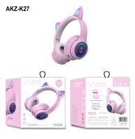 รุ่นใหม่ หูฟังบลูทูธหูแมว AKZ-K27 ไฟหายใจหูแมวเรืองแสงน่ารักสำหรับเล่นเกม