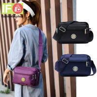 ifashionbagshop(IF1096) -R2กระเป๋าสะพายผ้าไนล่อนสีพื้นงานดรผ้าหนากันน้ำได้