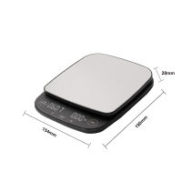 3kg0.1g Digital Coffee Scale With Timer Glass Surface High Precision Kitchen Electronic Scales With Orange Backlight