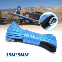 7700/10000/12000 Lb 2.5T Electric Winch Rope Nylon Rope Towing Rope High Strength Car Tow Strap ATV Rope With Hook 6mmX15m