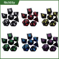 F8C503Y 7pcs/set อะคริลิค สำหรับ TRPG DND 7-Die ลูกเต๋าเกม ลูกเต๋าหลายด้าน ลูกเต๋า DND เกมตาราง