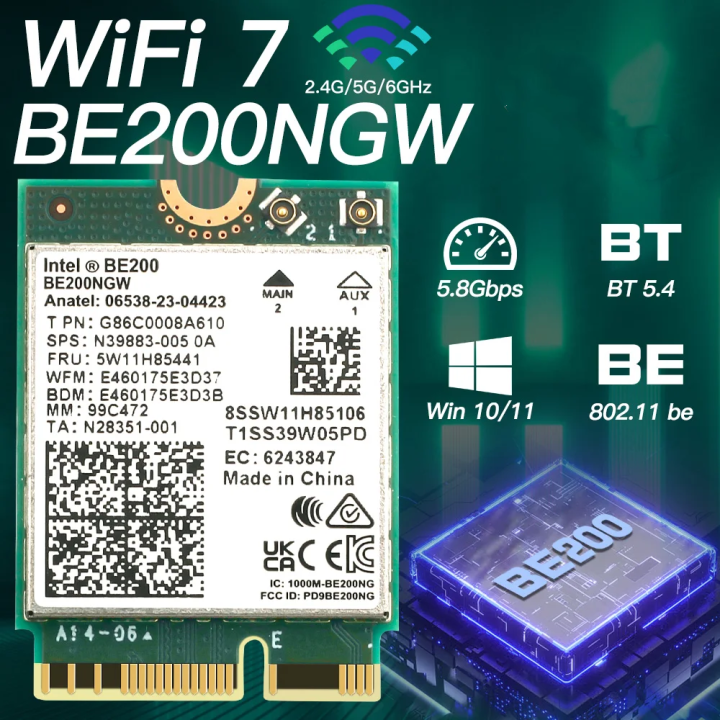 New WiFi 7 Intel BE200 Wireless Wifi Card Bluetooth 5.4 Tri Band 2.4G ...