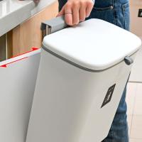 Hanging Trash Bin with Lid for Kitchen Cabinet Door Mountable Under Sink Garbage Can Bathroom Bedroom Compost Bucket