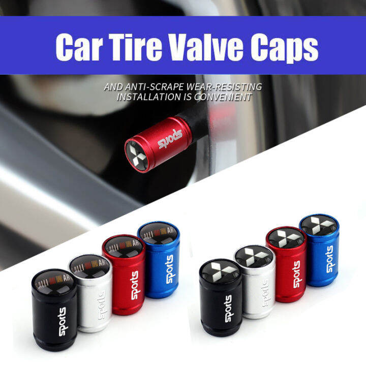 4Pcs Car Logo Tire Valve Caps Aluminium Tyre Stem Air Caps Auto Wheel Decoration for Mitsubishi