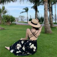 COD DSFGRDGHHHHH Korean Women Ladies Chiffon Bohemian Beach Summer Fashion Dresses Floral Sleeveless Maxi Long Dress