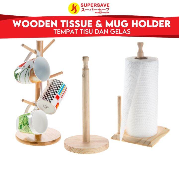 Wooden Portable Kitchen Tissue Holder Mug Holder For Kitchen towel