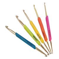 【CW】 5Pcs/Set Silicone Handle Aluminum Crochet Hooks Weave Knitting Needles Sewing Tools