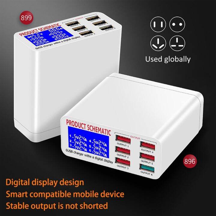 แท่นชาร์จยูเอสบีหลายพอร์ตพร้อมจอแสดงผล-lcd-eu-ปลั๊กอังกฤษอเมริกาโทรศัพท์มือถือที่ชาร์จสำหรับไอโฟน12-11-x-ipad