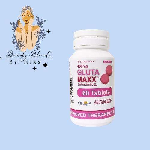 OSWell Gluta Maxx Glutathione with Vitamin C & Resveratrol 400mg 60 Tablets (FDA Approved