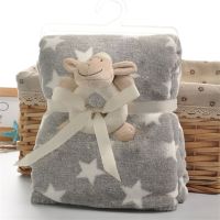 2 layers thick winter grey star kids blanket with pacify toys super soft fluffy toddler blanket bedding quilt newborn swaddle