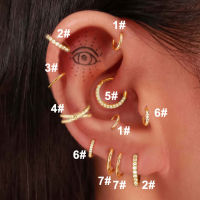 ต่างหูเจาะห่วงเหล็กกล้าไร้สนิมสำหรับผู้หญิง Zircon เจาะกระดูกอ่อน CZ Daith Conch Tragus Rook Lobe เครื่องประดับ Cincin Kuping