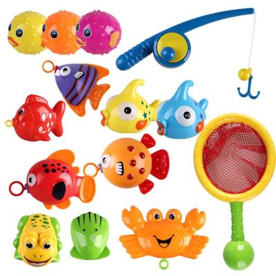 ของเล่นตกปลาอาบน้ำสำหรับเด็ก15ชิ้น/เซ็ตของเล่นเพื่อการศึกษาสนุกสำหรับเล่นเกมตกปลาของเล่นของเล่นอ่างน้ำอ่างอาบน้ำ