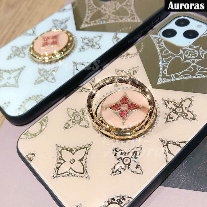 เคสโทรศัพท์สำหรับ-honor-90-pro-เคสโทรศัพท์แบบมีห่วงเปลือกกระจกสำหรับ-honor-เคส-honor-90pro-ดีไซน์รูปใบโคลเวอร์พร้อมสายคล้อง