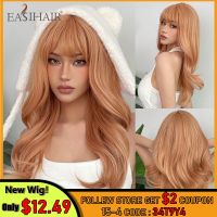 EASIHAIR Light Orange Synthetic Wigs Long Wavy Ombre Natural Hair Wigs with Bangs for Women Cosplay Lolita Wig Heat Resistant [ Hot sell ] ea1voy