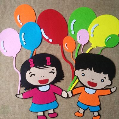 Primary School Blackboard Newspaper Layout Kindergarten Huanchuang Classroom Corner Decoration Wall Stickers Non-Woven Balloon Boys and Girls Start School