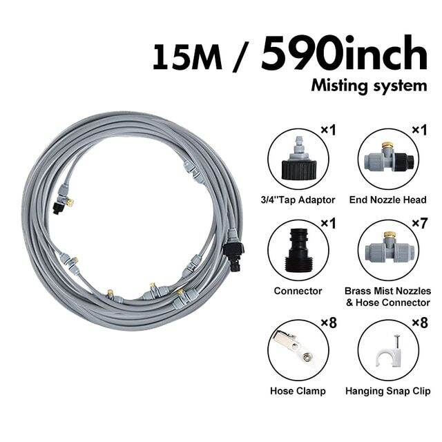 15m Garden Water Misting System Cooling Fog Air Conditioner Bar Water