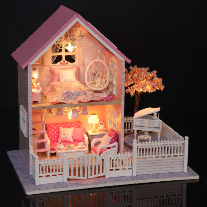 cutehome-บ้านตุ๊กตา-บ้านdiy-บ้านจำลอง-ห้องจำลอง-diy-house-ของใช้จิ๋ว-บ้านประกอบ-พลาสติกของจิ๋วชุดdiy-บ้านประกอบของเล่นแสง-diy-house-assembling-house-dollhouse-kit-m-001