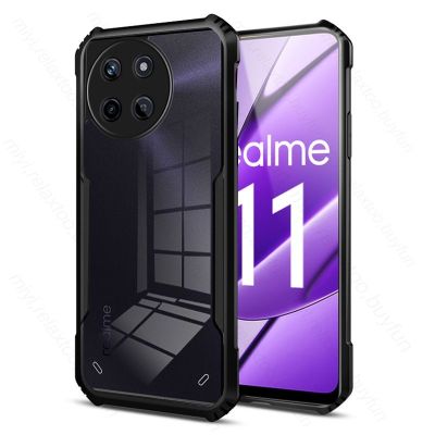 Realme 11 Pro Plus 5G 4G Realme11 11Pro Pro + NFC 2023เคสใส่โทรศัพท์ฝาหลังมุมมองที่ชัดเจนอะคริลิคใสเคสกันกระแทกมือถือป้องกันการตกกรอบ TPU แบบนุ่มรวมเคส