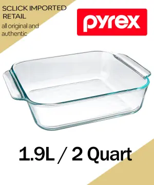 Pyrex Basics 3 Quart Glass Oblong Baking Dish, Clear 8.9 inch x 13.2 inch - 3