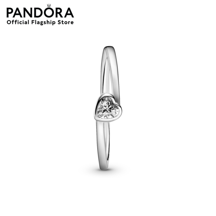 pandora-clear-tilted-heart-solitaire-ring-แหวนเงิน-แหวนสีเงิน-แหวนแพนดอร่า-แพนดอร่า