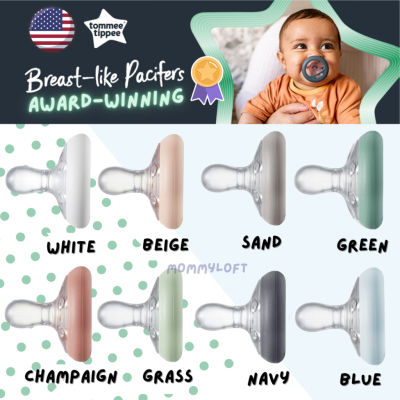 USA  จุกหลอก Tommee Tippee Closer To Nature Soother Pacifier Breast-Like Shape White Ice Blue - 0-6M