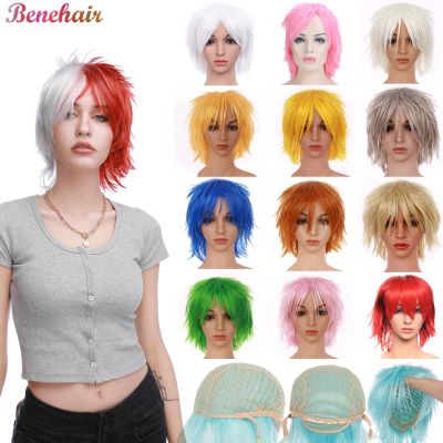 BENIHAIR Synthetic Short Orange Anime Cosplay Wig Christmas Party Wigs For Women Men Head Wigs Hair 12Inch