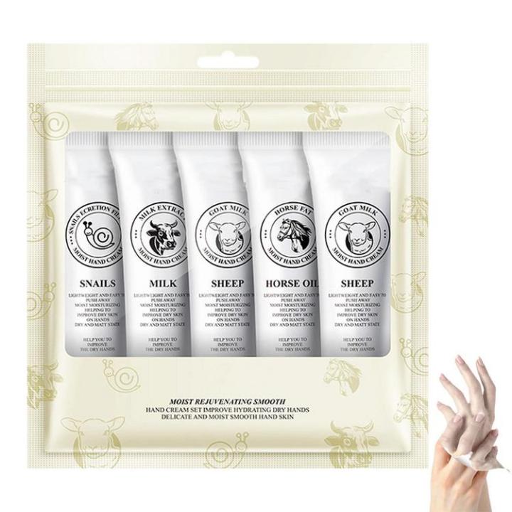 hand-cream-set-5-pcs-hand-cream-travel-size-hand-lotion-for-dry-cracked-hands-feet-body-hand-care-moisturizing-cream-mini-hand-lotion-gifts-remarkable