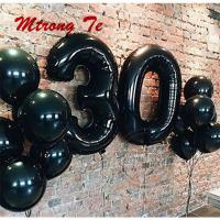 12pcs/lot 40inch Black Number 30 Digit Balloons Foil Helium Balloon 30th Years Old Birthday Party Inflatable 10" Latex Globos Balloons