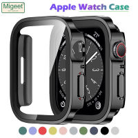 Migeet เคส Apple นาฬิกาซีรีส์8 7 49มม. 45มม. 41มม. พร้อมตัวป้องกันฝาครอบป้องกันพีซีแข็งบางตรงขอบป้องกันรอยขีดข่วนสำหรับสมาร์ทวอท์ช Se 6 5 4 44มม. 40มม.