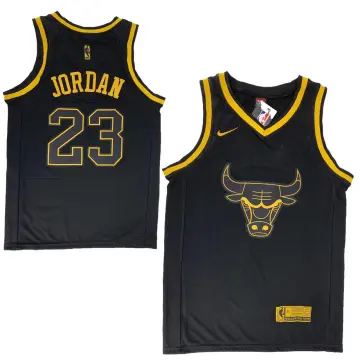 Men's Chicago Bulls 23 Michael Jordan retro basketball jersey limited  edition vest gold black shirt