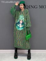 【hot】☾✆  QING MO Korean Fashion Print Knitted Oversize Womens Wear 2023 New Female Sweater Dresses ZXF064